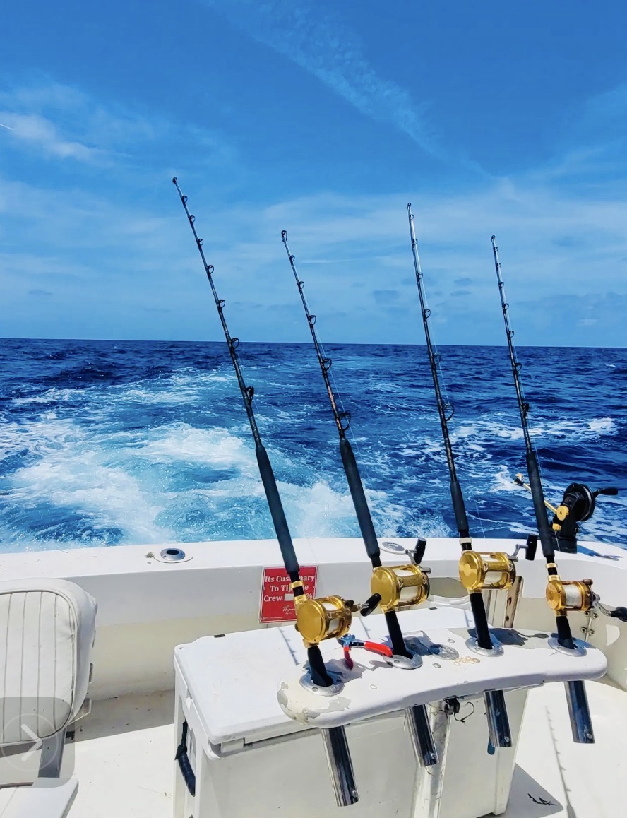 Deep sea fishing rods ready for action on a Key West charter boat